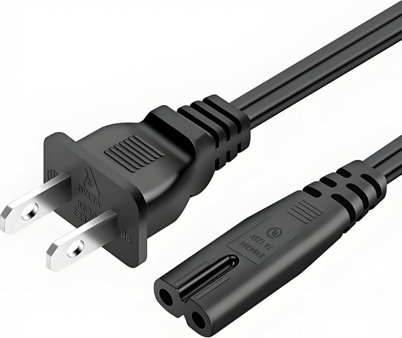 Goffeu Power Cord for Samsung TV, Replacement Samsung TV 2 Prong AC Power Cord UN40 UN43 UN48 UN49 UN50 UN55 UN60 UN70 UN75 UN78 UN65KS8000FXZA Smart 4K, Compatible for LG 24" 28", TCL Roku TVs (6Ft) - Image 1